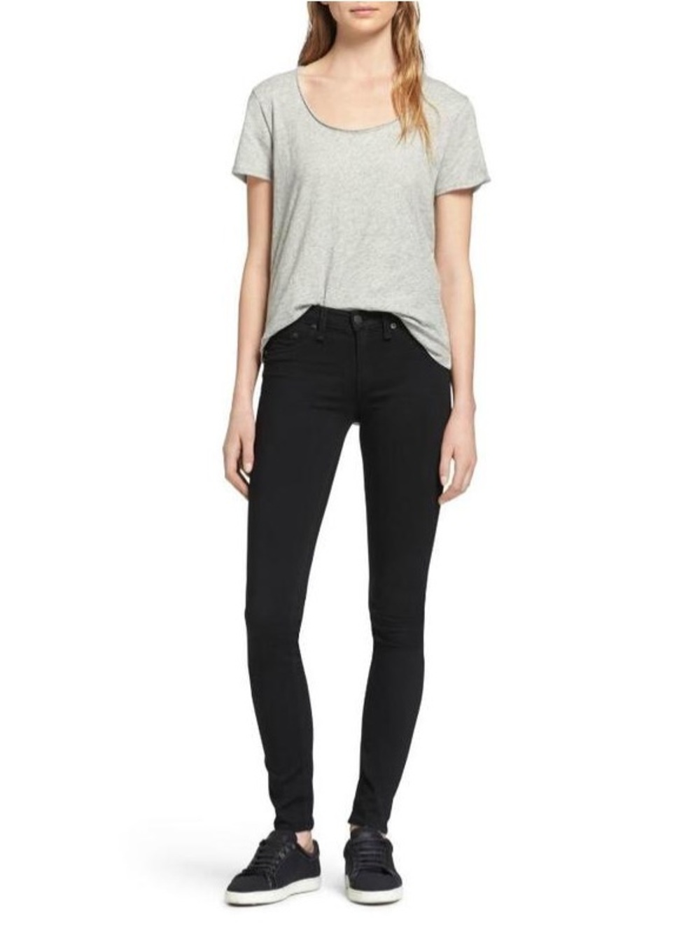 RAG & BONE "THE LEGGING" Stretch Mid-Rise Jeans In "BLACK”, Size 30